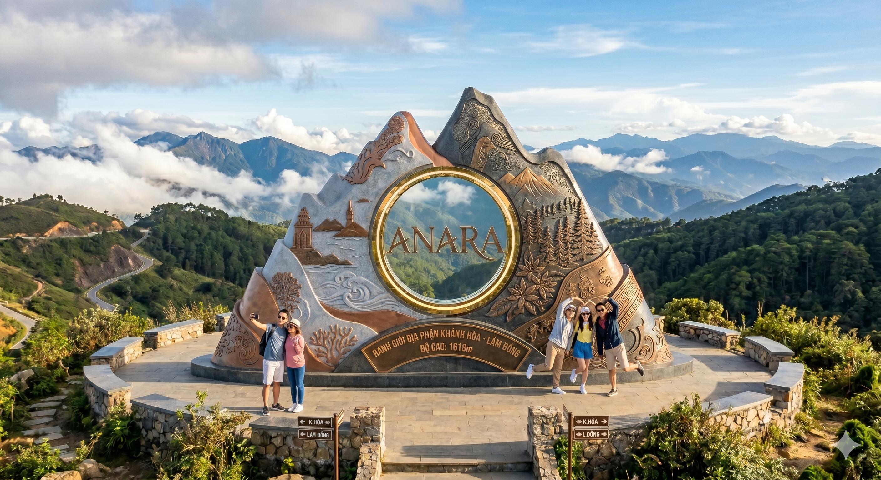 Cột mốc check-in Anara Peak 1618m